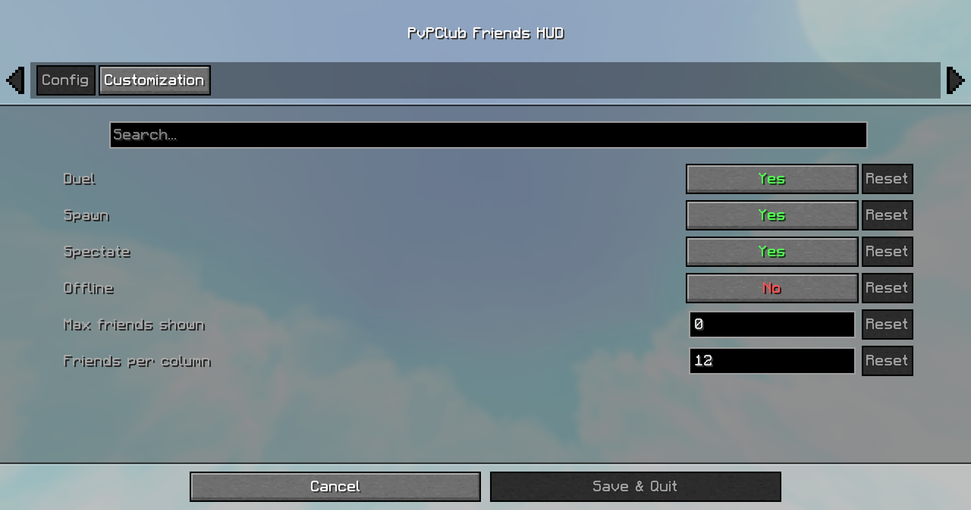 Configuration Menu