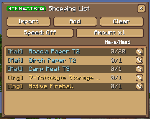Shopping list