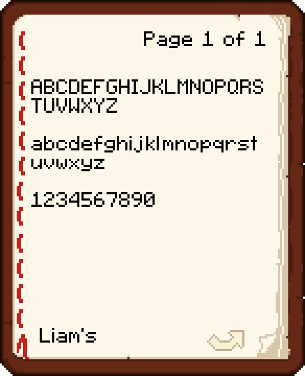A book comparison between the fonts character sets