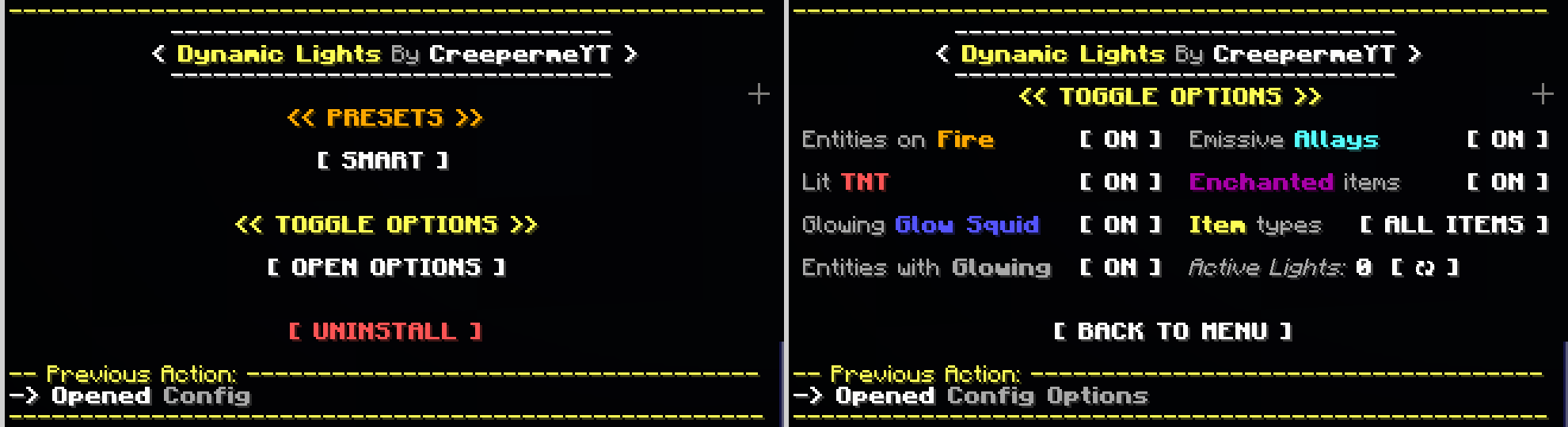 A picture of the built-in Chat Config Menu