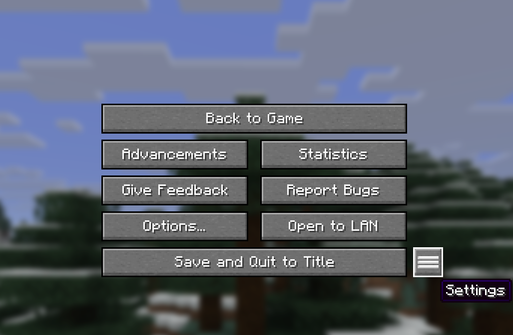 Settigns Button in ESC/Game Menu