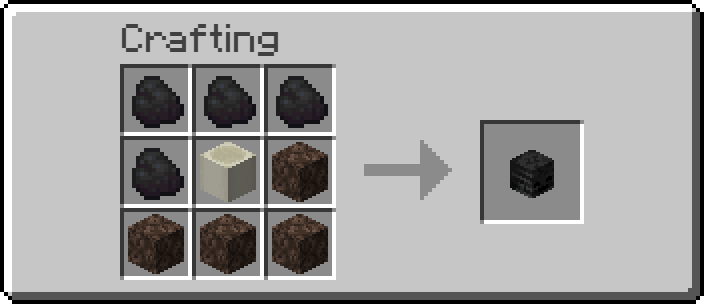 Crafting Box With The Recipe 4x coal 1x bone block 4x soul sand