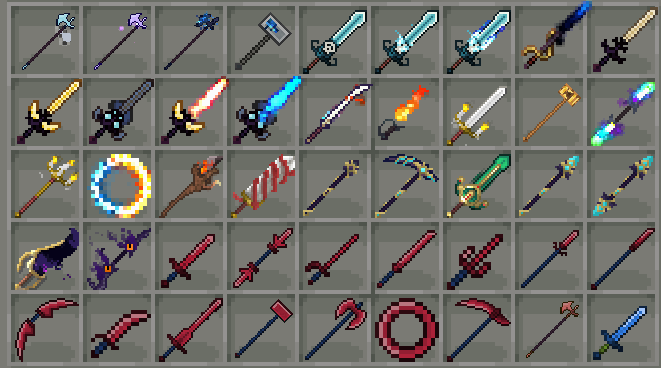 A lot of weapons from the modpack, mostly the ones with new abilities.