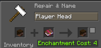 Applying an enchantment to a player head