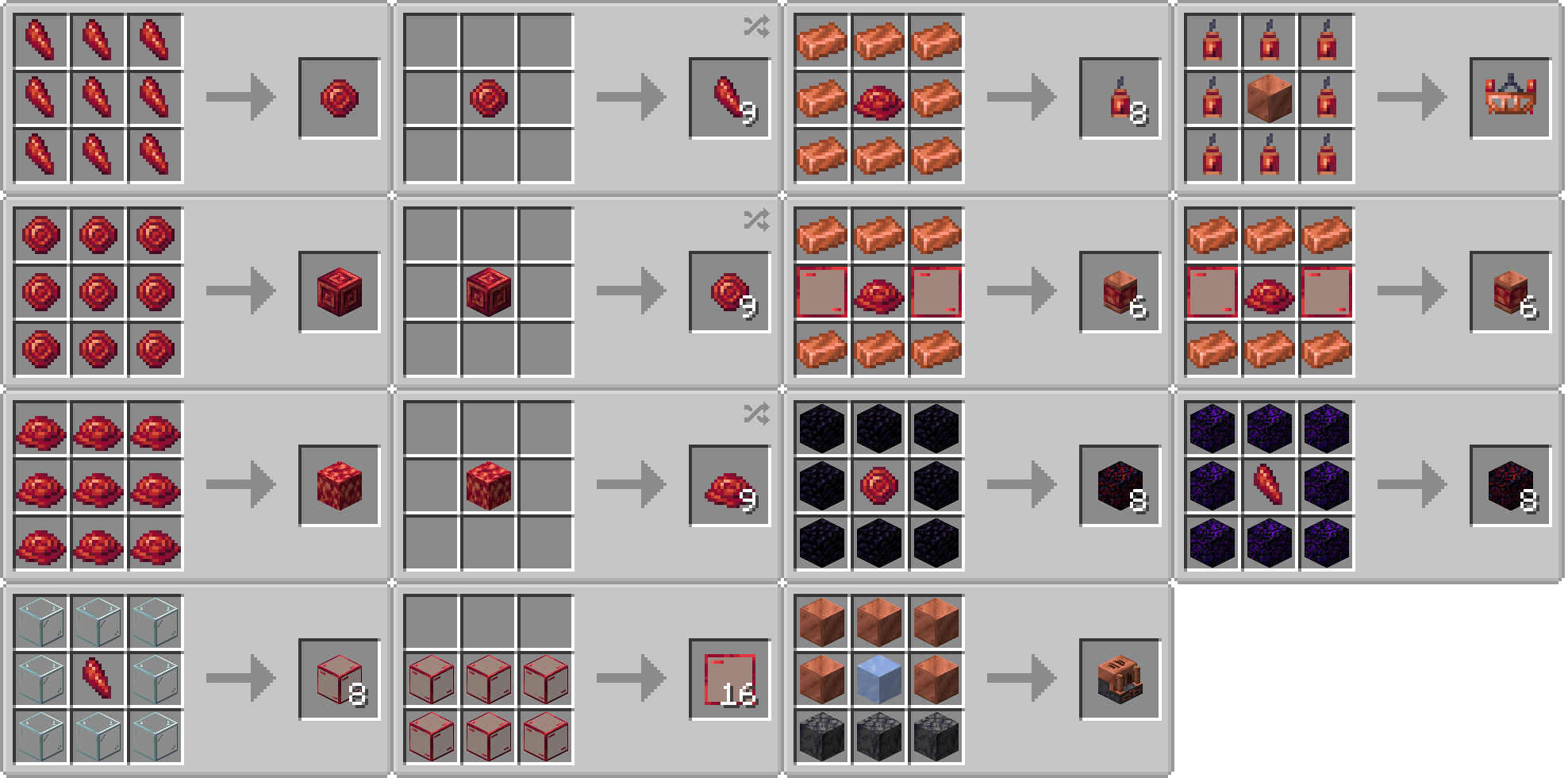 Rubinated Nether Crafting Recipes