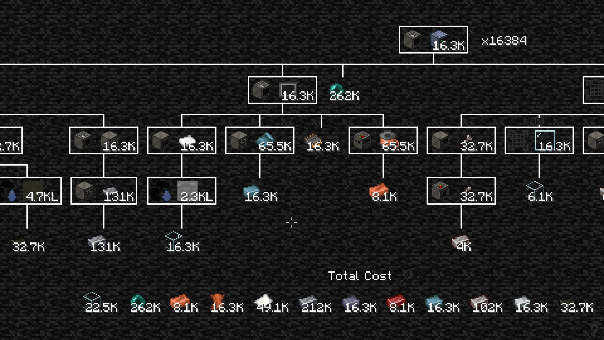 a screenshot of an EMI recipe tree with big numbers that are formatted by the mod