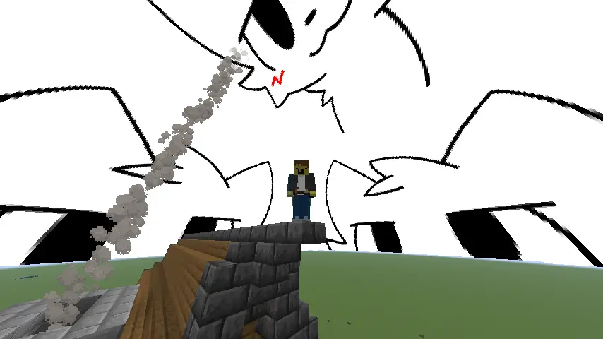 Picture of the skybox whilst someone is on a house