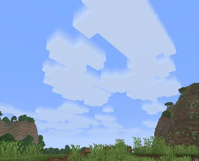 Vanilla minecraft clouds with a vertical gradient from opaque to clear, starting from the bottom face and ending at the top face.