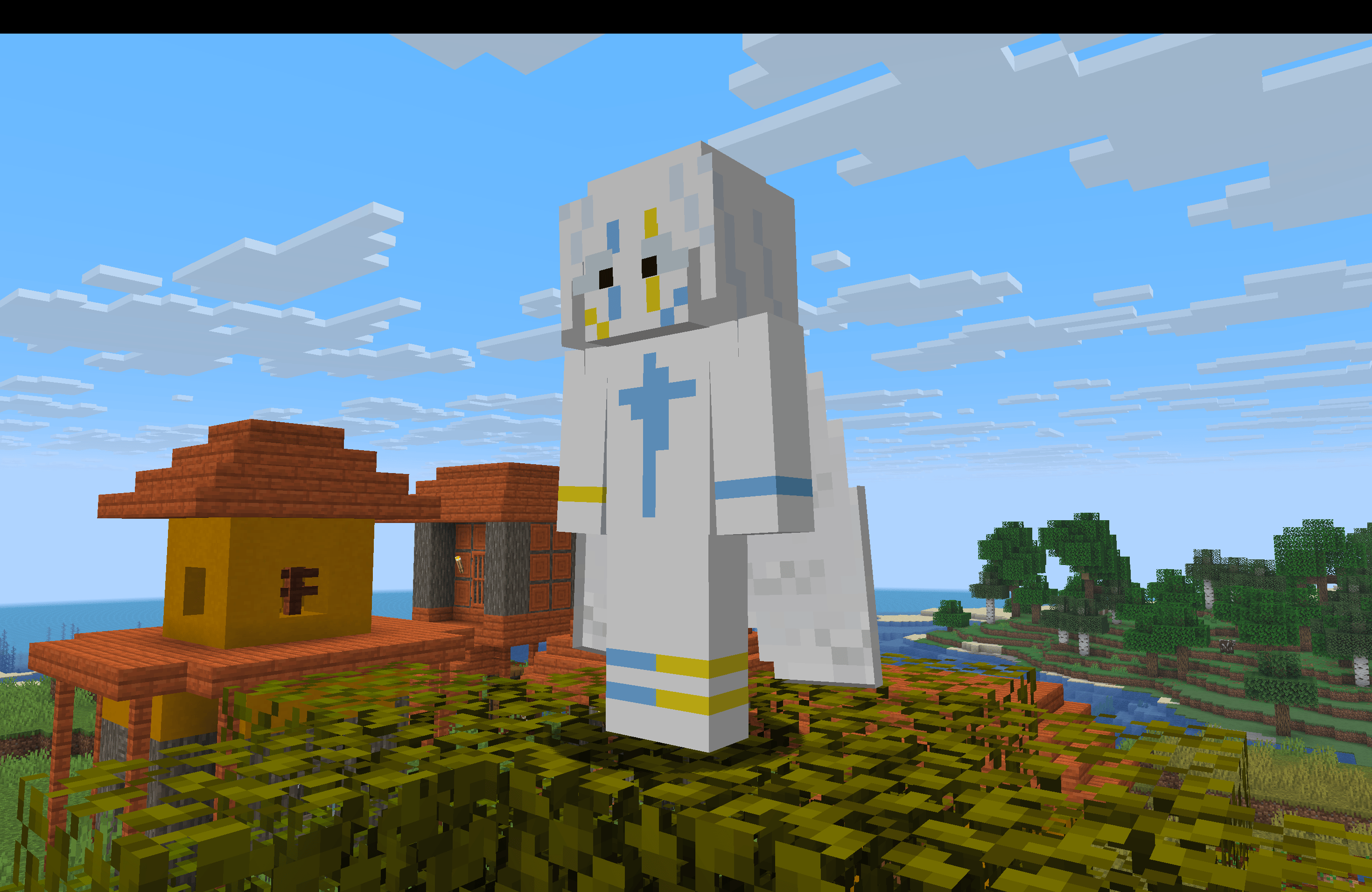 Sora alone, standing on a tree in a savanna village