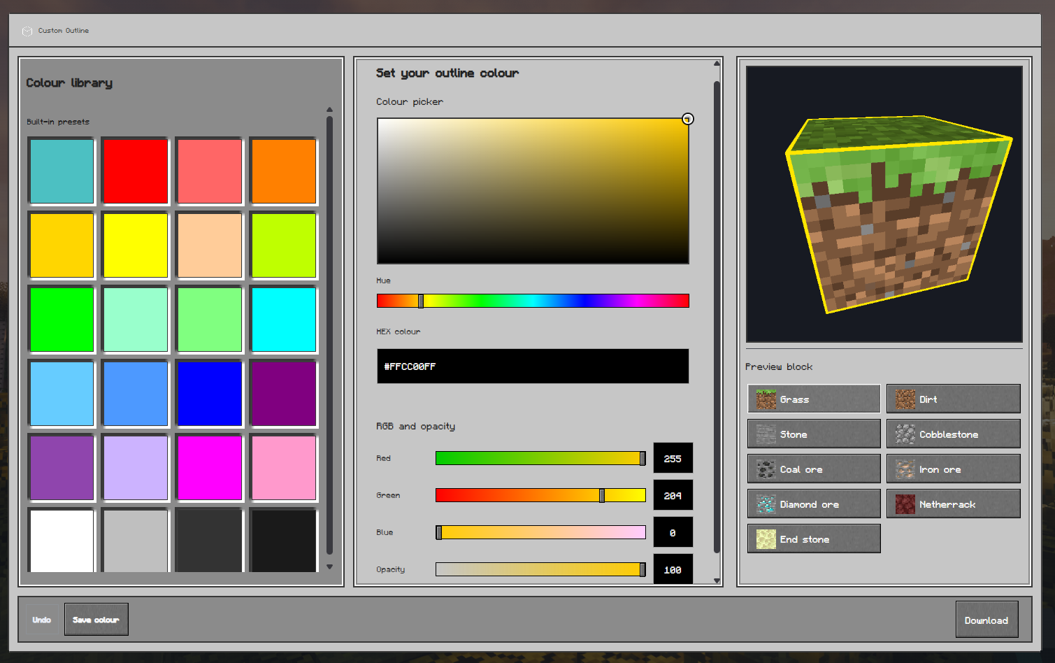Custom Outline web generator preview
