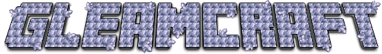 Crystal minecraft-like title logo displaying the words "GLEAMCRAFT"