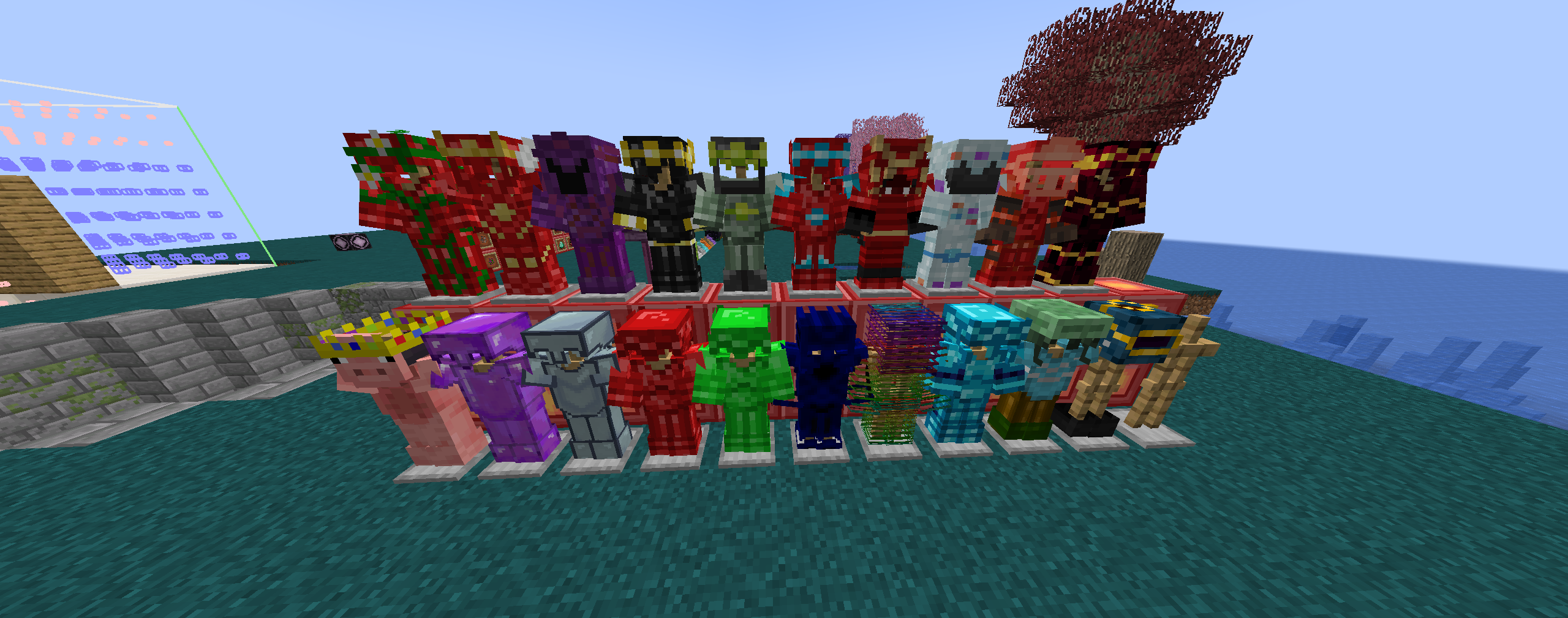 all armors in the mod ( top one are paladium armor variant usable with /customswap )
