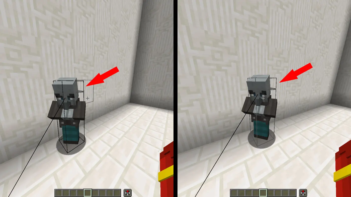 Changes the hitbox to black, and highlights it on hover