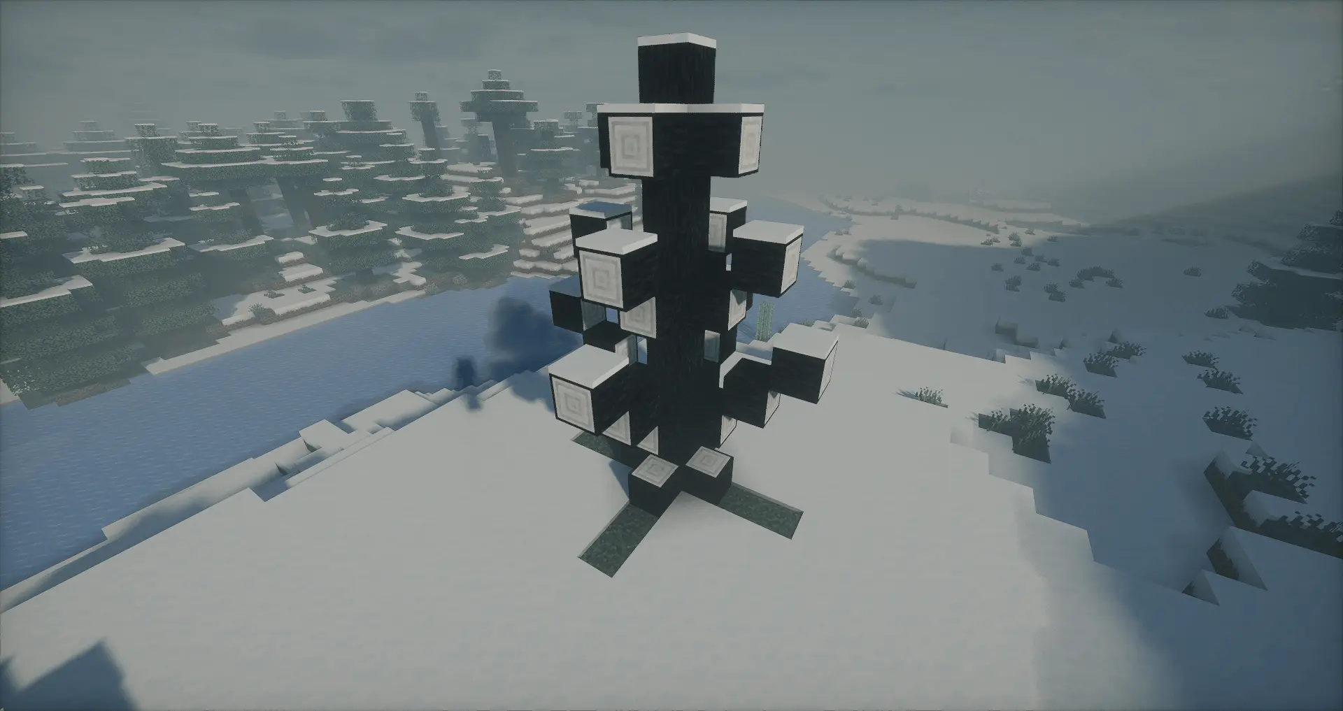 Dead snow covered tree