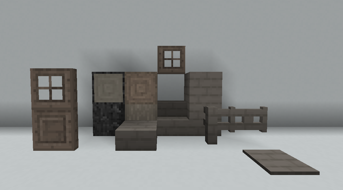 Screenshot of the blocks that can be made with "Burnt Wood"