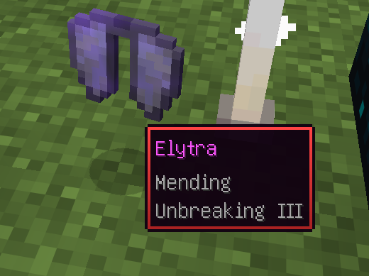 "enchanted mending" displayed red Tooltips