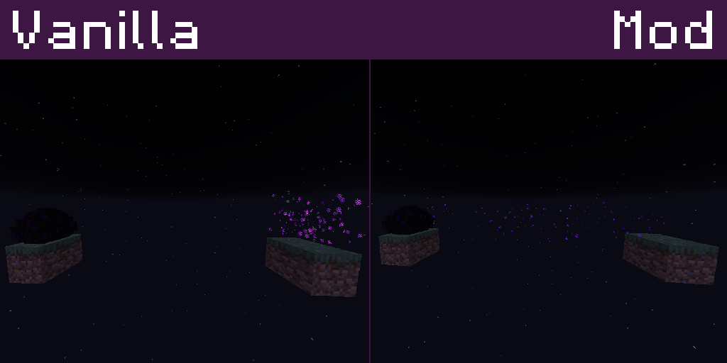 Left is vanilla, right is mod. Vanilla egg has arbitrary particles, mod egg has properly trailed particles.