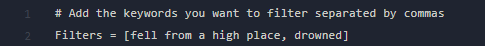 The default config of the filter_config.txt file