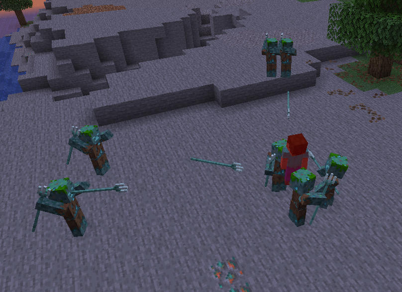 Drowed doing melee and ranged attacks depending on distance
