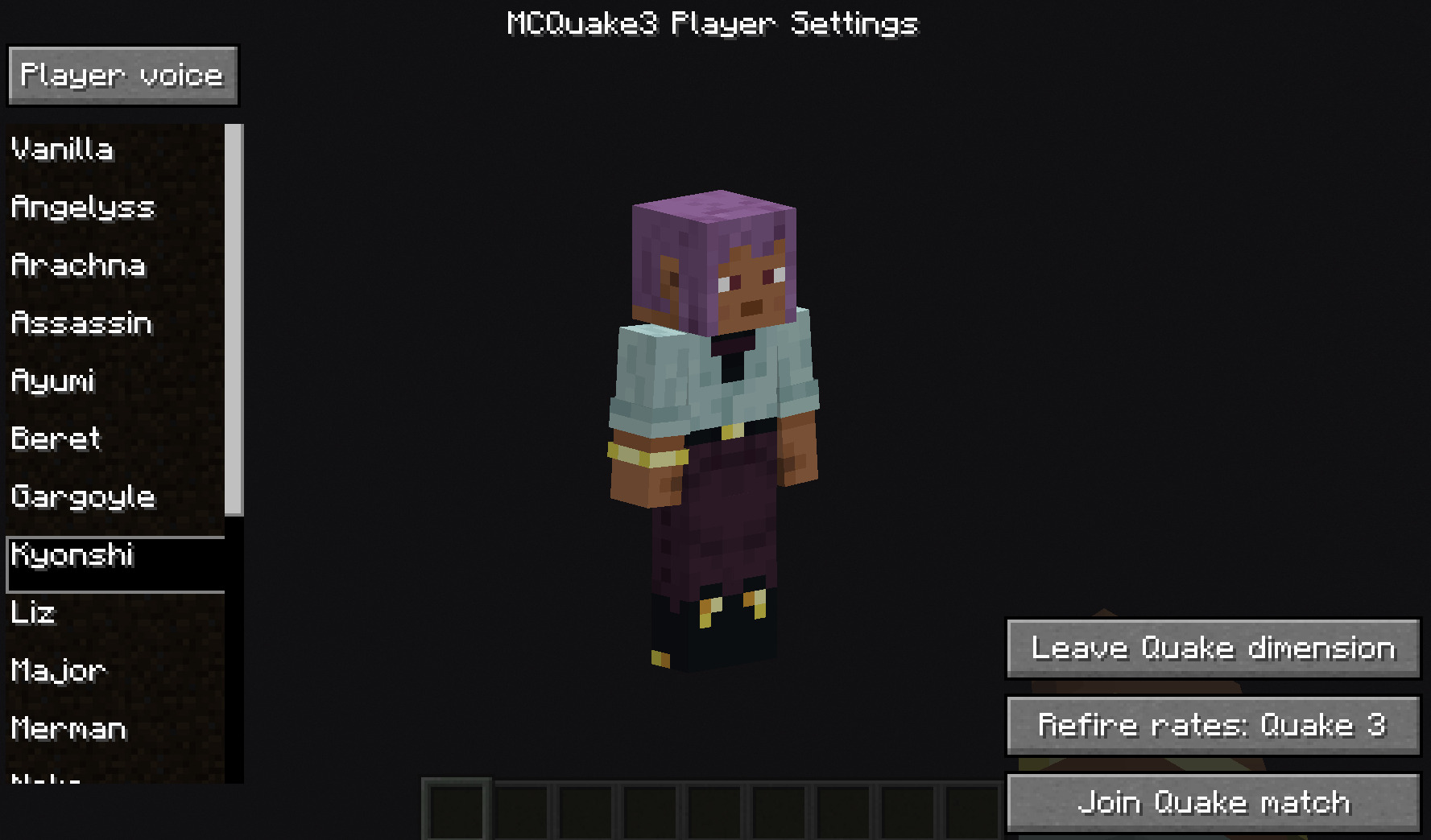 MCQUake3 Settings screen