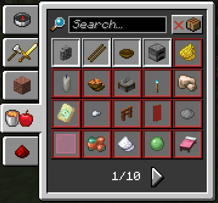 This image shows the Recipe Book menu on the third page with the