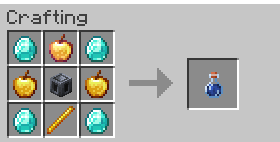 How to craft the Strength Bottle (from top to bottom, left to right): diamond, enchanted golden apple, diamond, golden apple, heavy core, golden apple, diamond, blaze rod, diamond