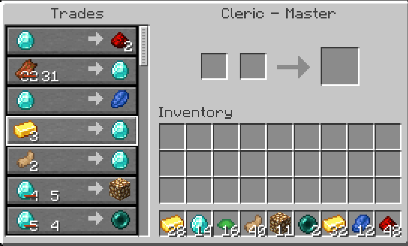 Villagers now trade Diamonds!