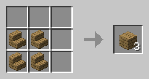 4 stairs placed in a square to craft 3 blocks