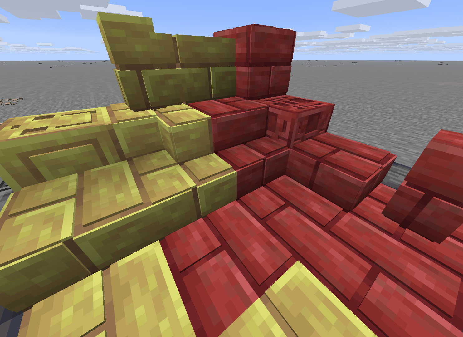 Sulfur and Cinnabar Blocks, Stairs, Slabs, Walls and Chiseled