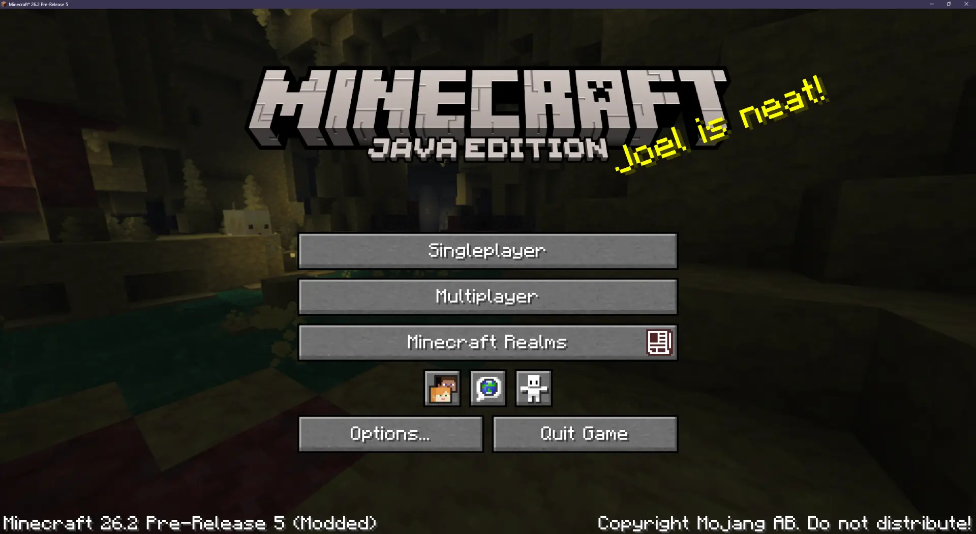 Image of the main menu without the mod