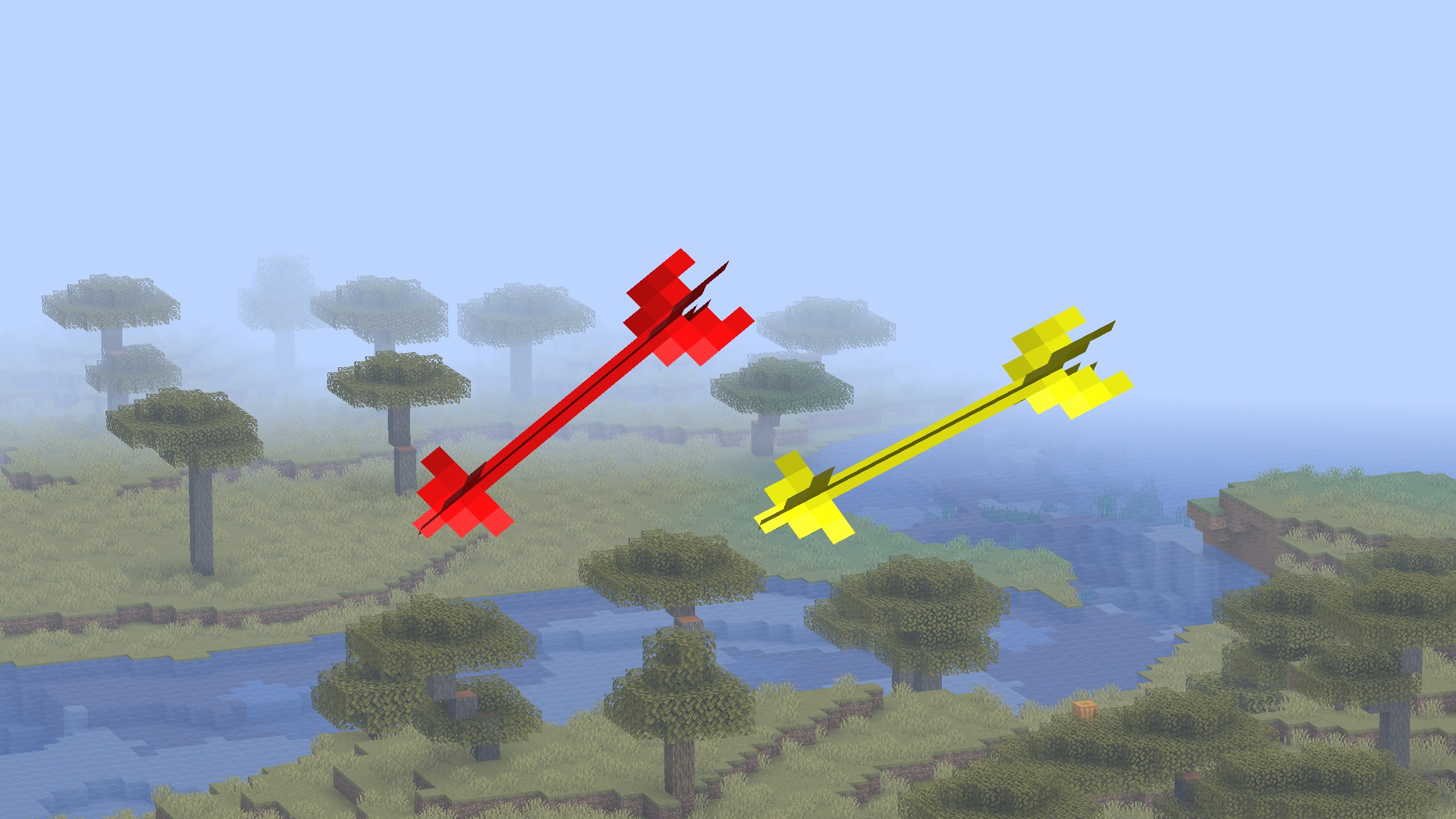 The Arrow (Arrow Arrow) and the Spectral Arrow (Spectral Arrow Arrow) in their projectile forms