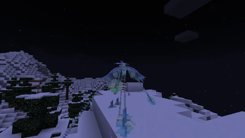 An image of a mockingbird floating above the player and sending out feathers