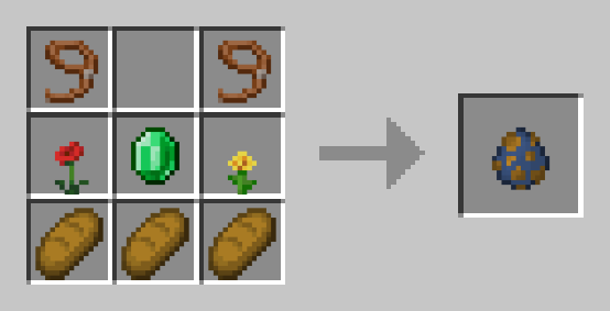 Villager spawn egg recipe.