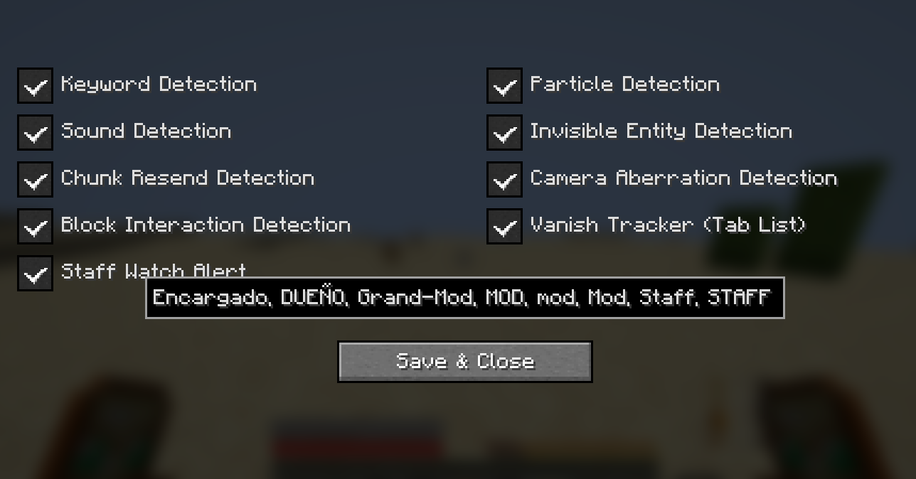 Config menu