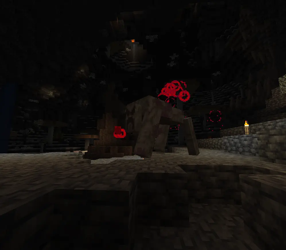 A bruise roaming a cave, hemophyters in tow