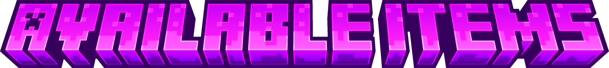 Purple Minecraft themed Available Items Title