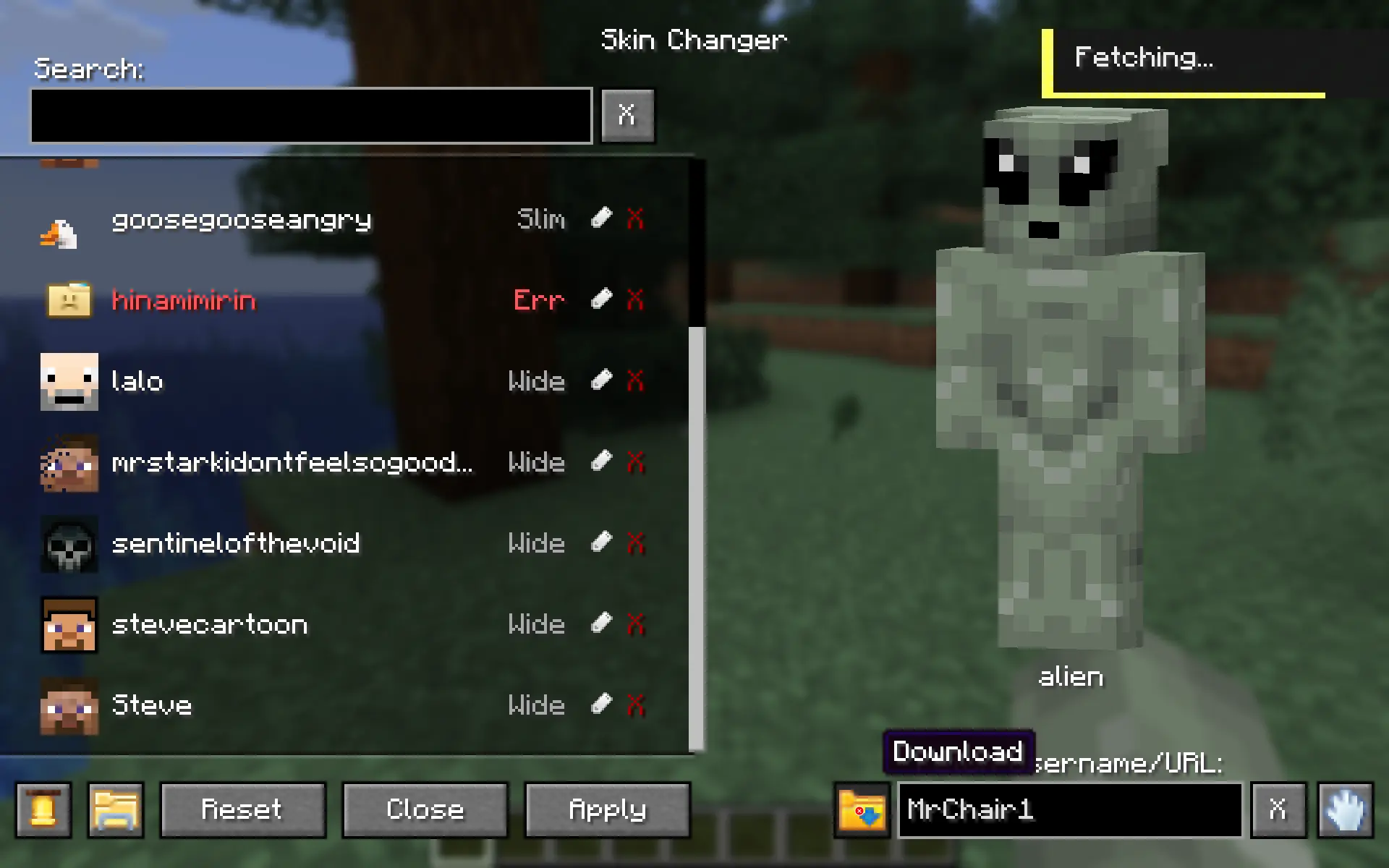 Fetch skins from url or username