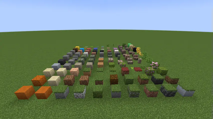 All of the blocks currently in the mod