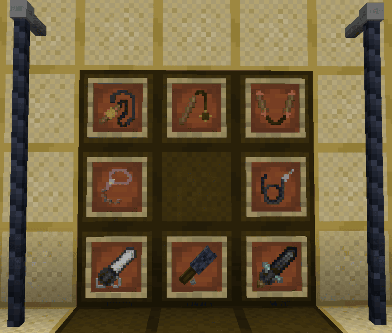 Chainmail tools on a wall.