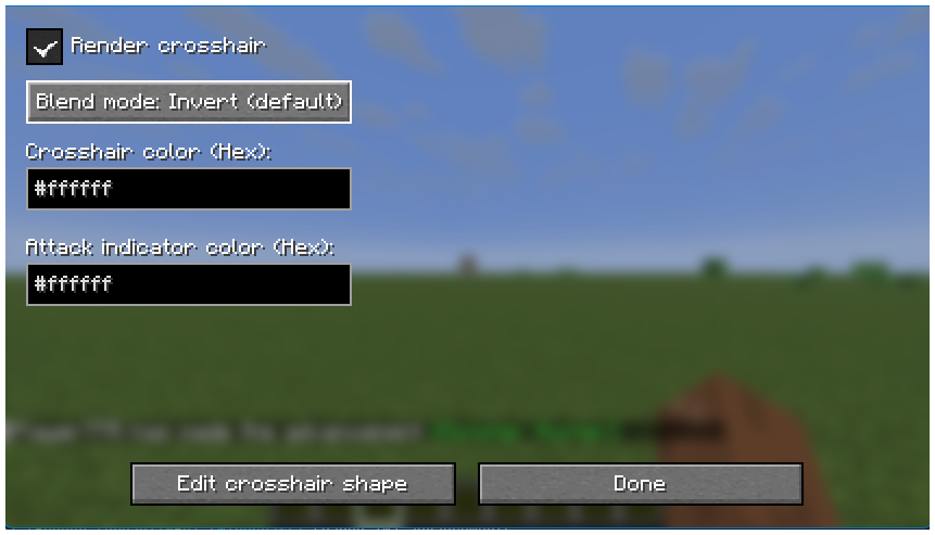 The mod's base config screen