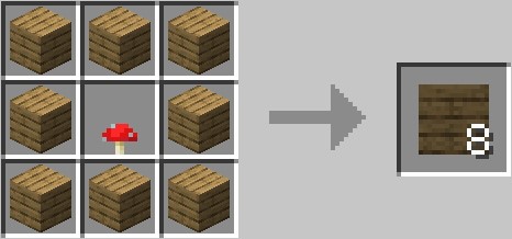 8 planks surrounding a mushroom