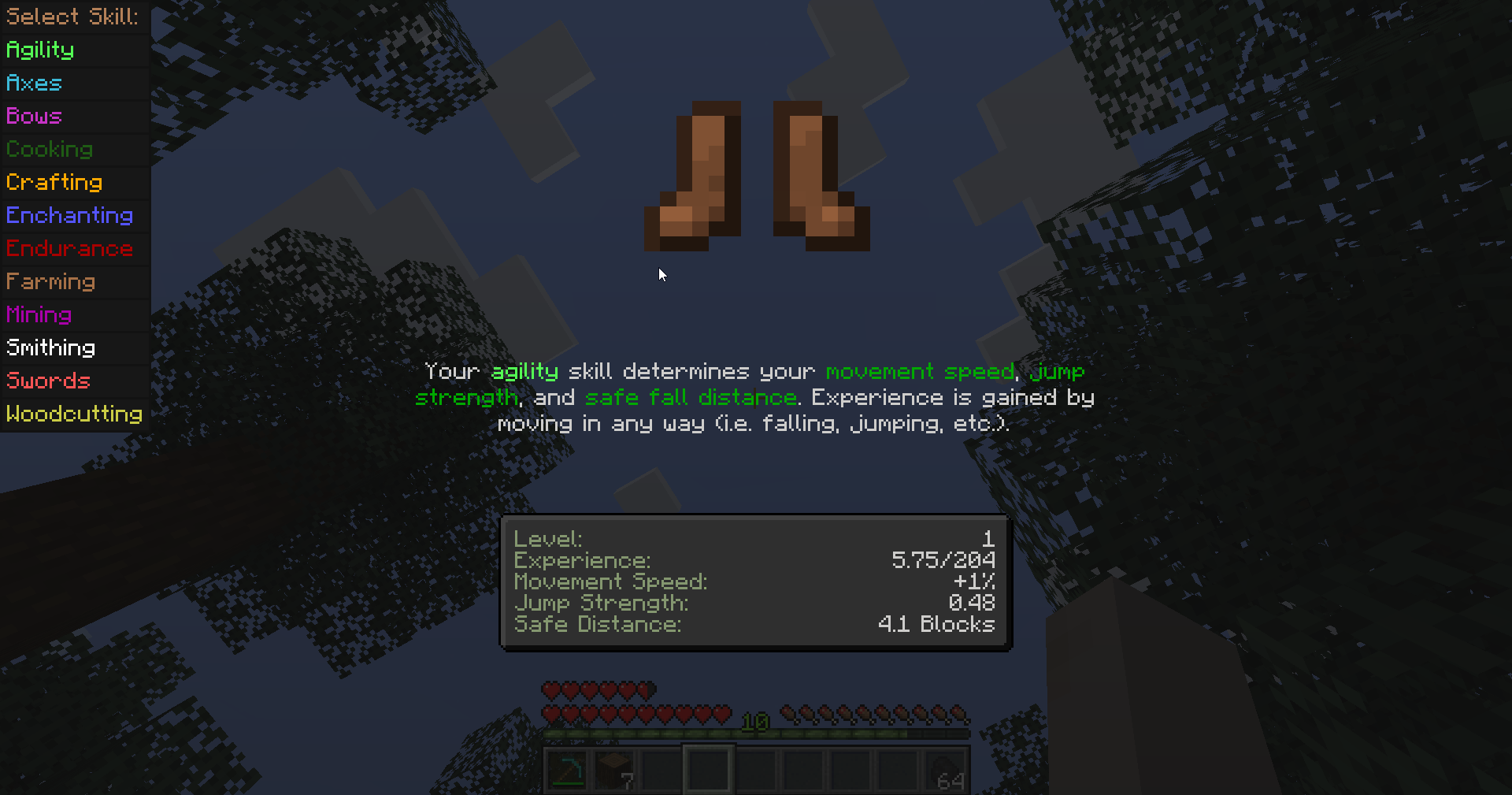 Agility skill screen