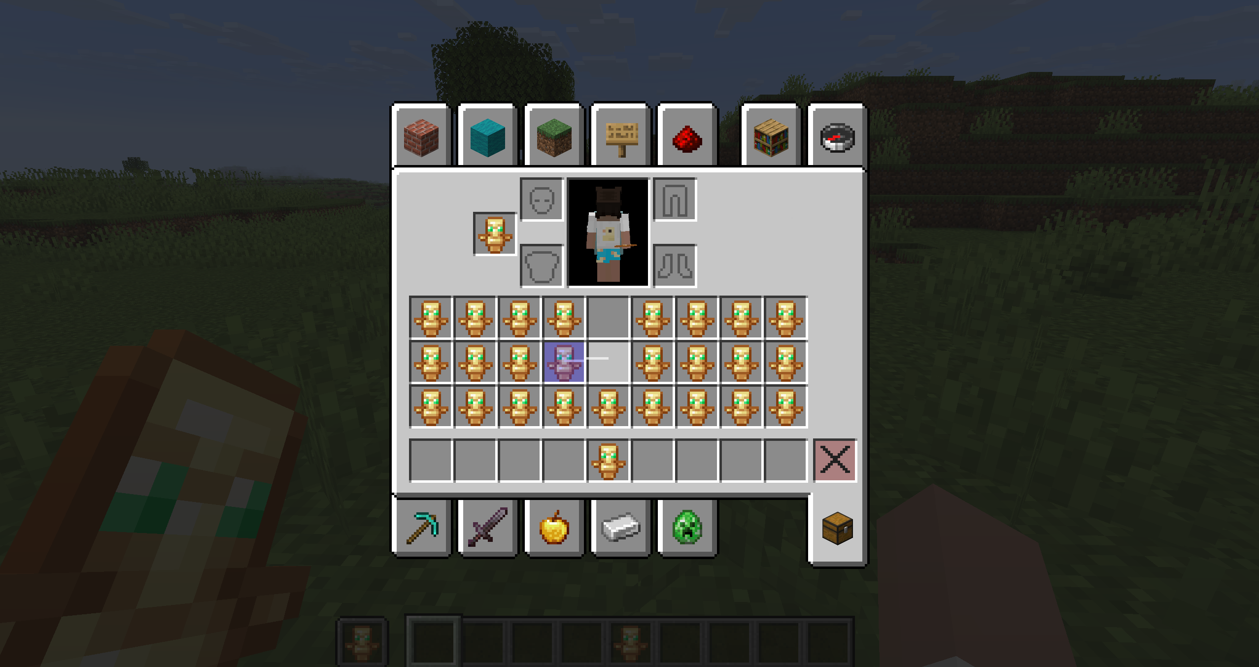 Here, you can see when you have a totem in your offhand and your hotbar, their is no screen effect