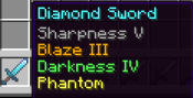 Appearance of custom enchantments with color coded tiers