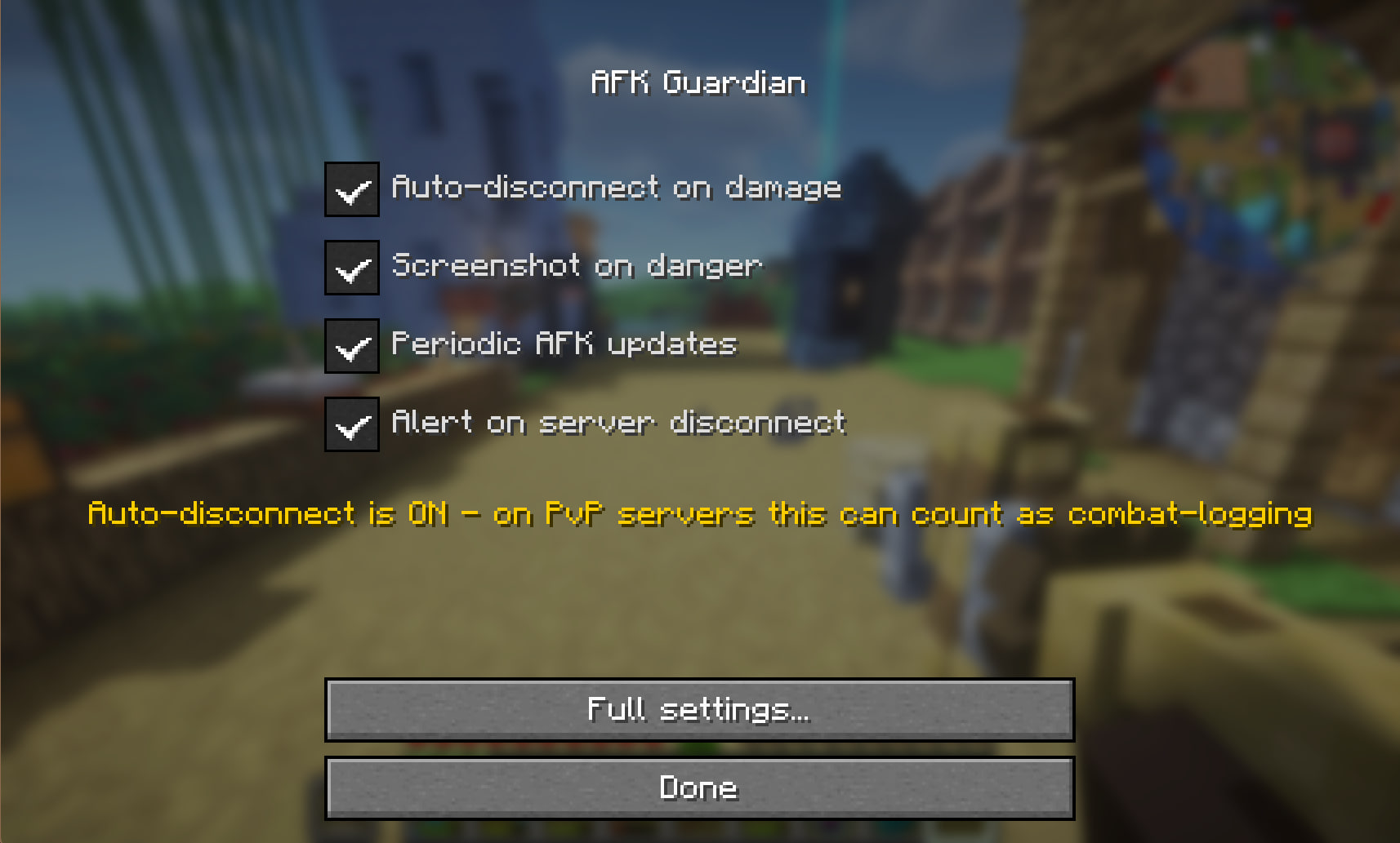 The pop up menu after pressing k
