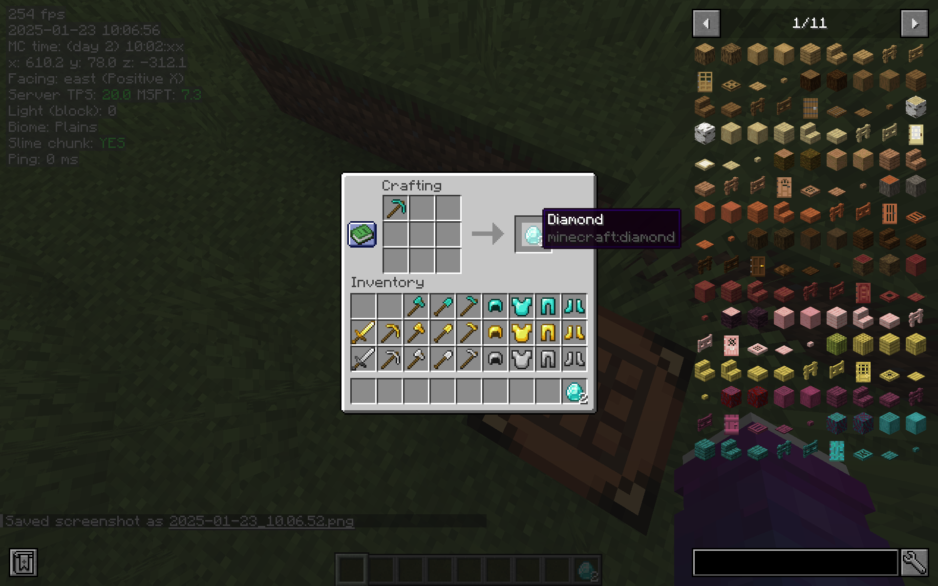 An image of a diamond pickaxe in a crafting table being made into some diamonds.