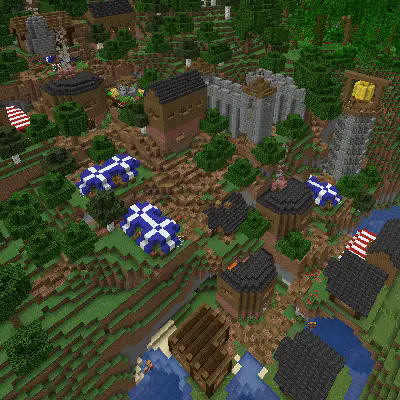 An image of a Fortified Town on the hillside.