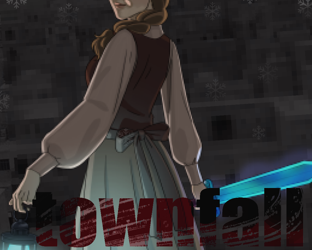 the girl with the sword on the front says townfall.