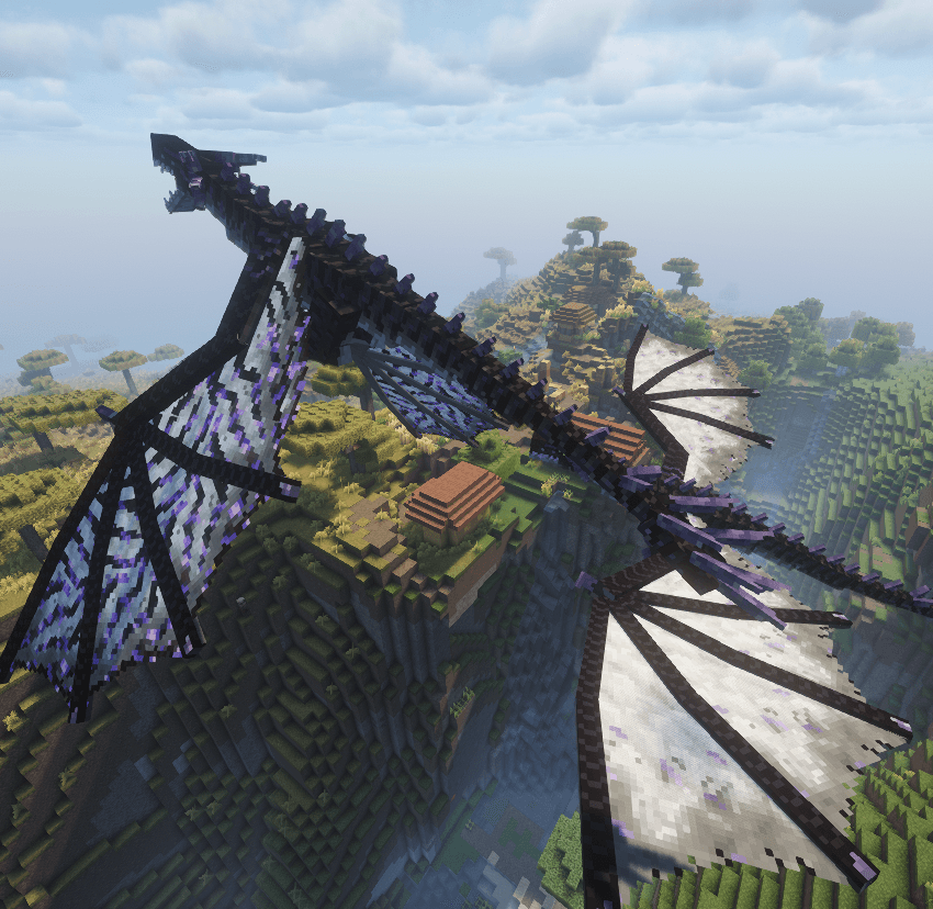 two dragons flying over a savanna ravine, male and female
