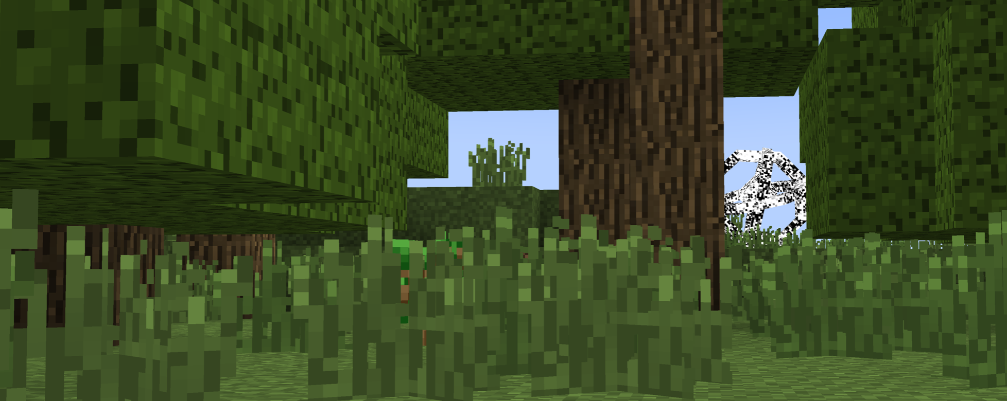 A entity in the middle of a ''forest'' in an unkown world